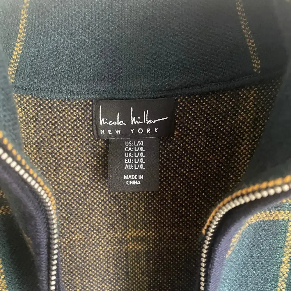 Nicole Miller Poncho Plaid Green Equestrian Academia Preppy Heritage size L/XL - Picture 2 of 5